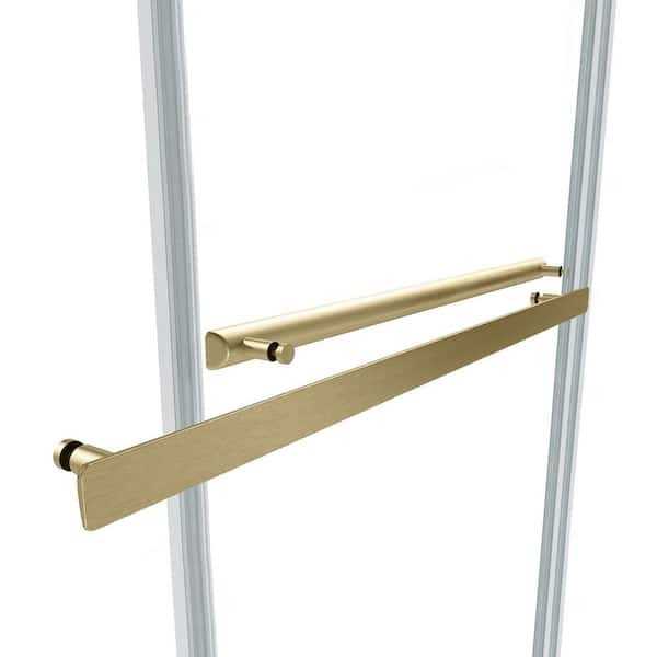 ROSWELL Spezia 76 in. Double Sliding Semi-Frameless Shower Door in Brushed Gold with Clear Glass G275015