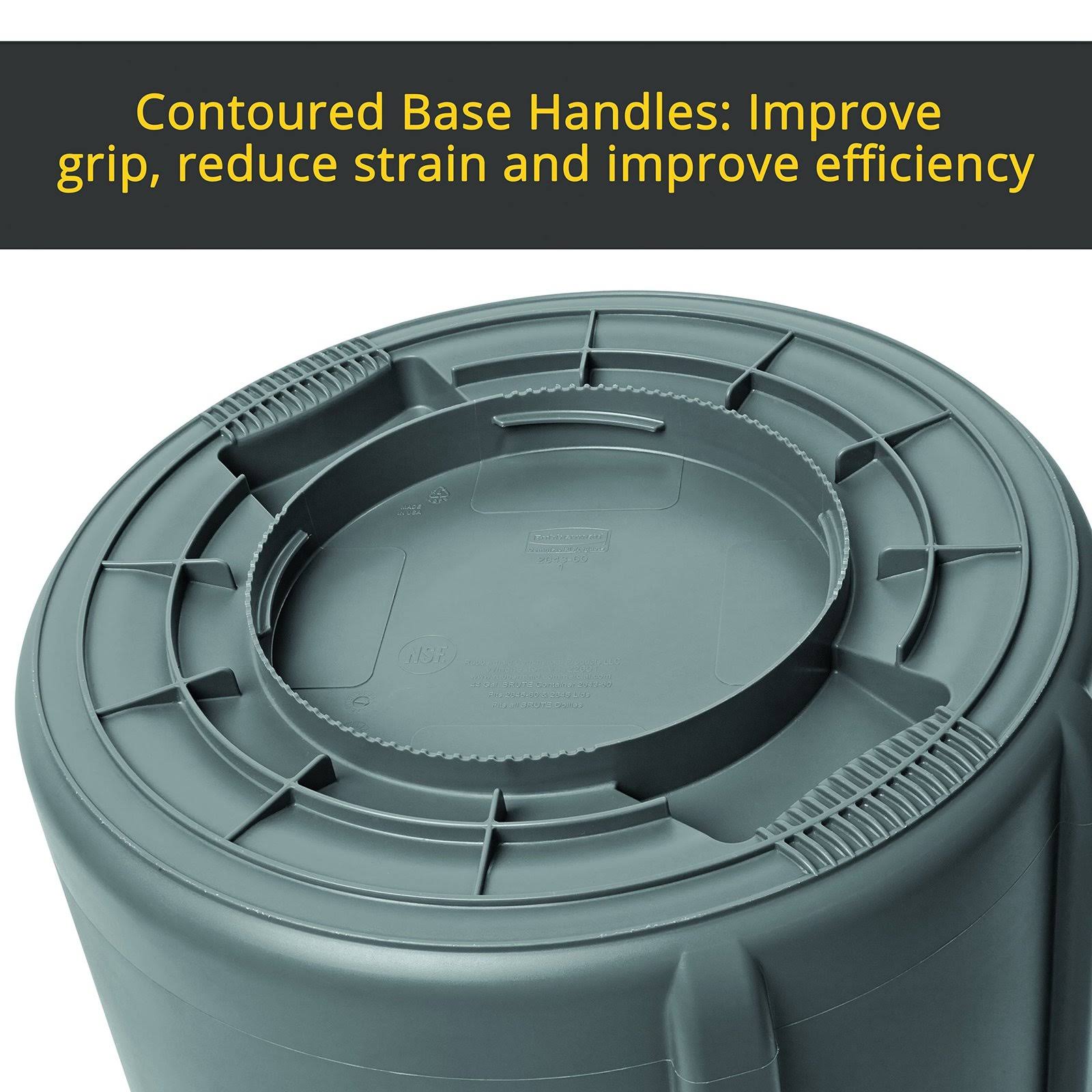 Rubbermaid Commercial Brute Vented Utility Container, 44-Gallon, Gray H37873