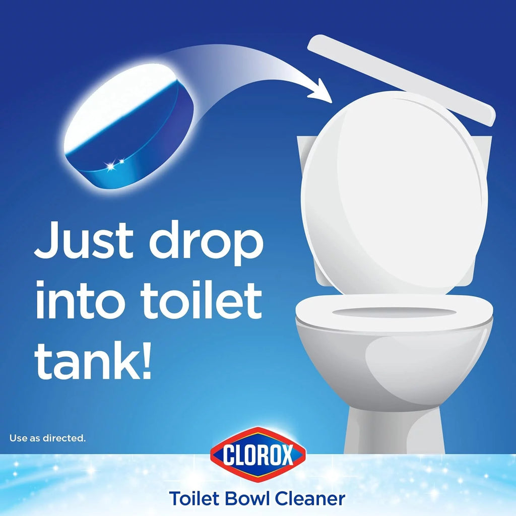 Clorox Ultra Clean Toilet Tablets Bleach & Blue, Rain Clean Scent, 4 Count D4610
