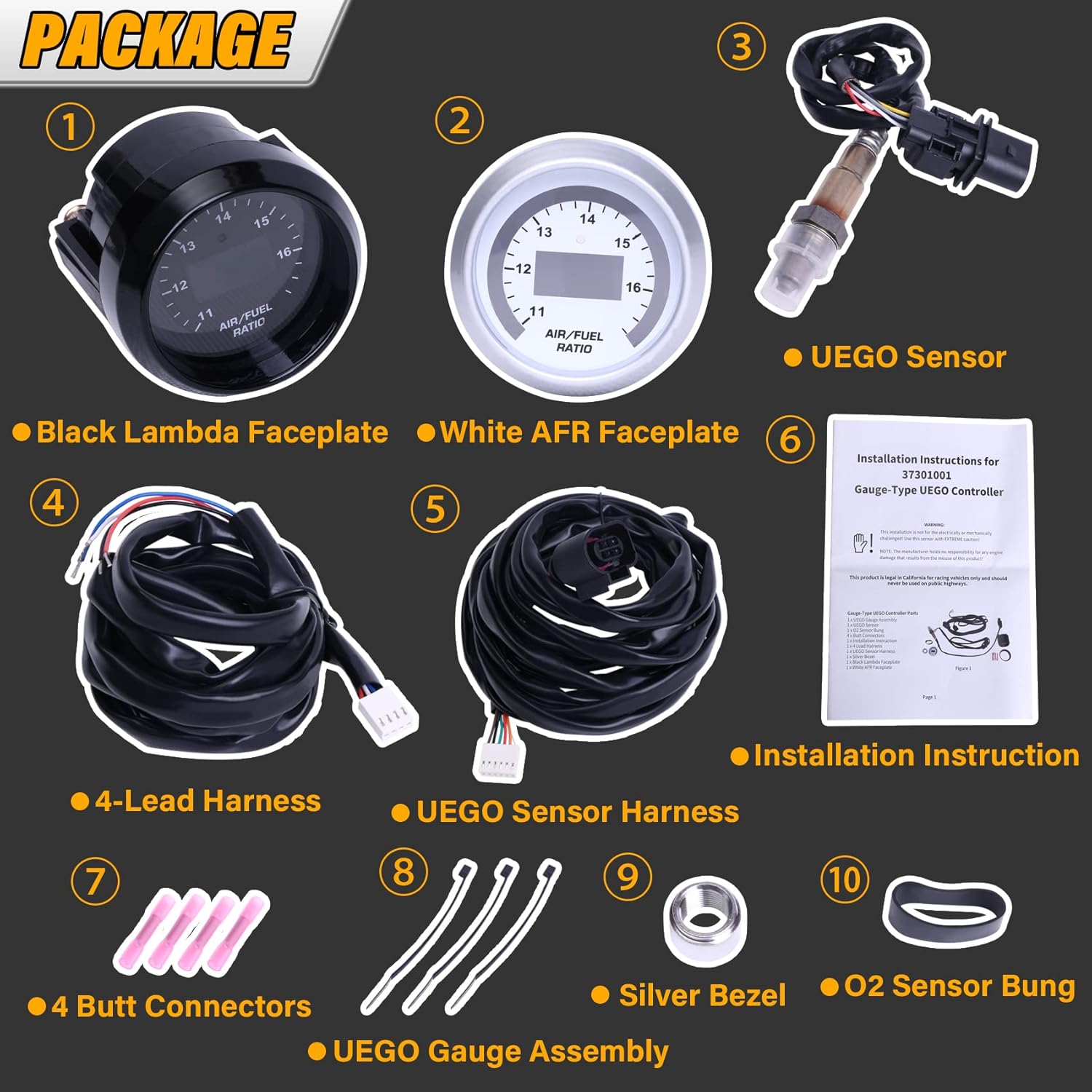 Wideband UEGO Air/Fuel Ratio Gauge 52mm with 4.9 LSU Sensor T943