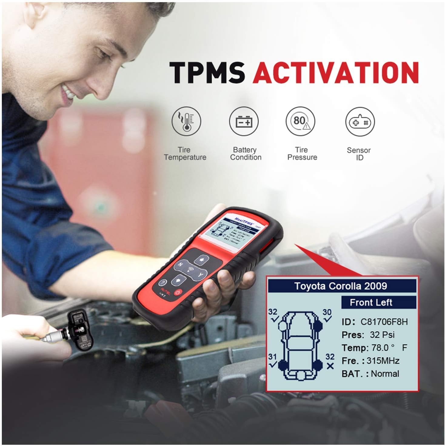 Autel MaxiTPMS TS401 TPMS Relearn Tool for Sensor Reset and Activation G640782