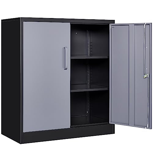 SISESOL Metal Storage Cabinet with 2 Adjustable Shelves, 36" H E162