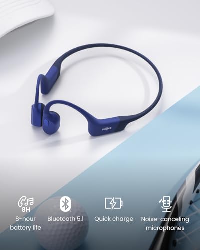 SHOKZ OpenRun Open-Ear Bone Conduction Sport Headphones, Sweat Resistant, Black B872