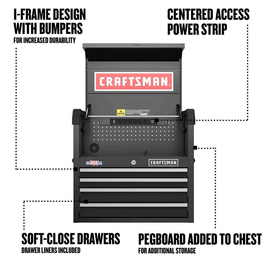 Craftsman 2000 Series 26-in 4-Drawer Steel Tool Chest CMST98267BK H286209