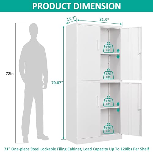 SISESOL Metal Storage Cabinet with 2 Adjustable Shelves, 36" H E162