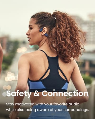 SHOKZ OpenRun Open-Ear Bone Conduction Sport Headphones, Sweat Resistant, Black B872