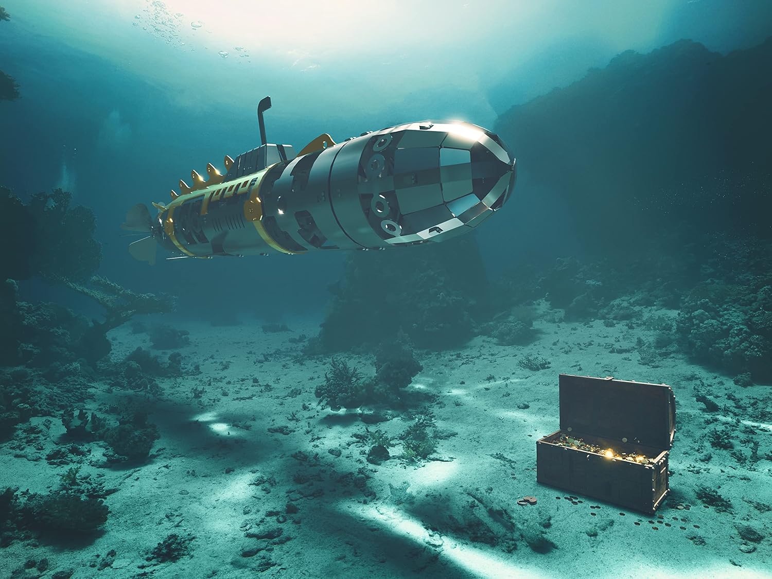 METAL-TIME Elusive Nautilus Submarine 3D Metal Mechanical Model Building Kit, Stainless Steel Puzzle, 91 Pieces, Pack of 2 U4750