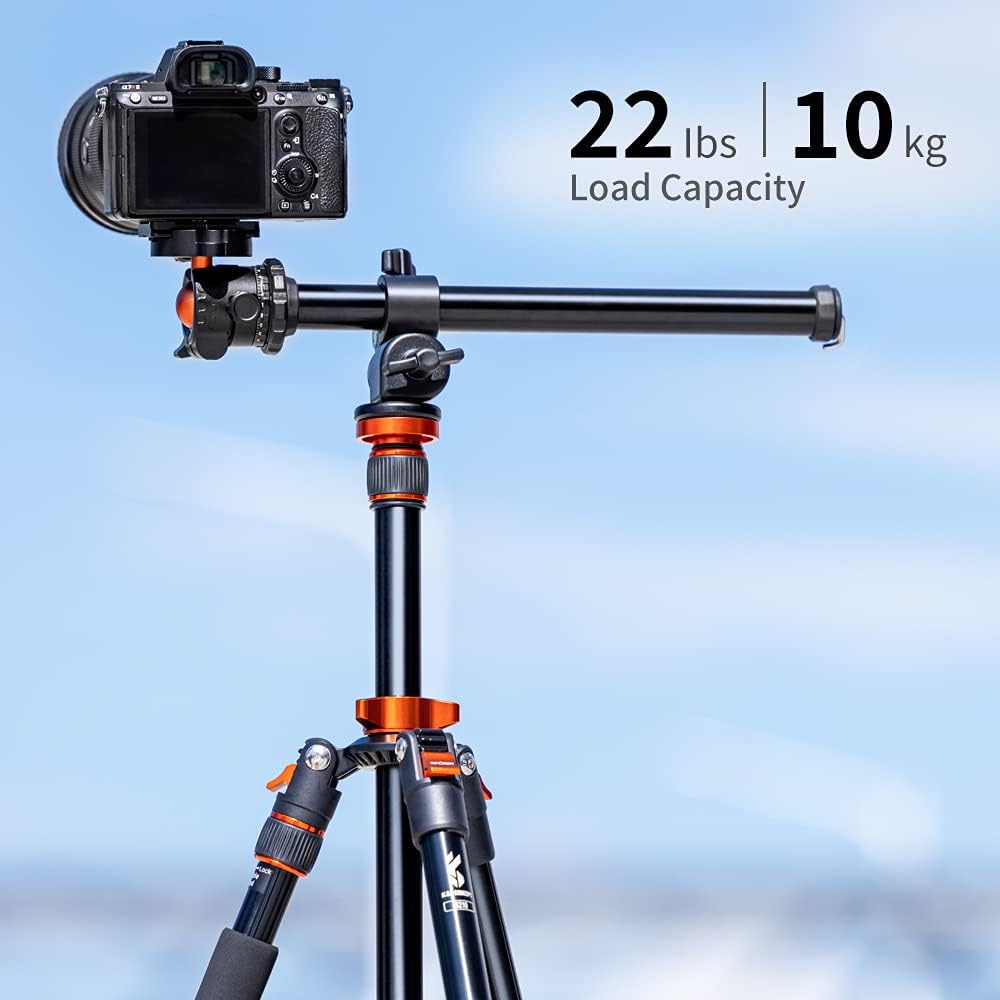 K&F Concept 78 inch DSLR Camera Tripod with Magnesium Alloy Center Column and Extension Arm Kit B604