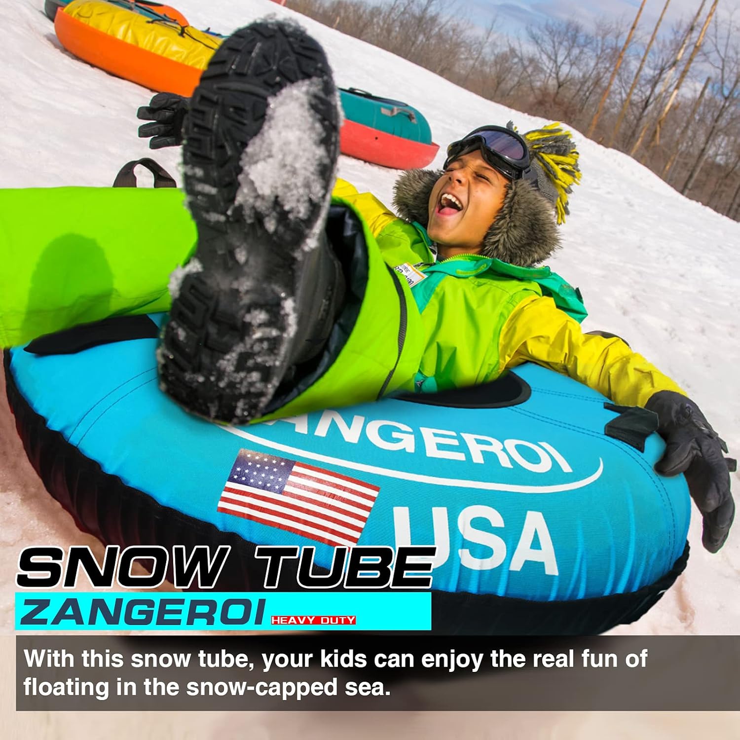 Heavy Duty Inflatable Snow Tube 45 inch for Kids and Adults V554