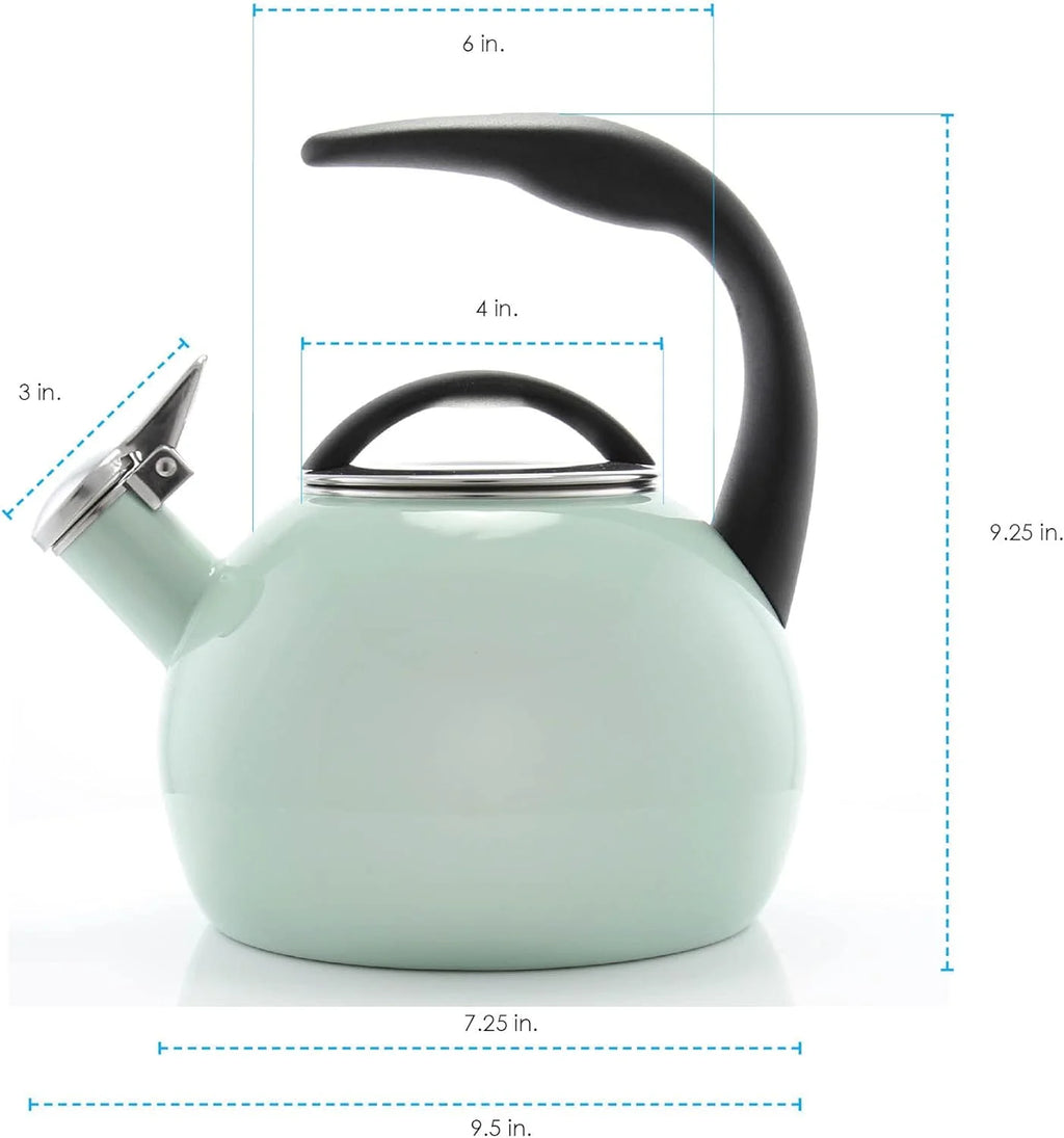 Enamel On Steel Whistling Tea Kettle, 2 Quart, Sage Green S6933