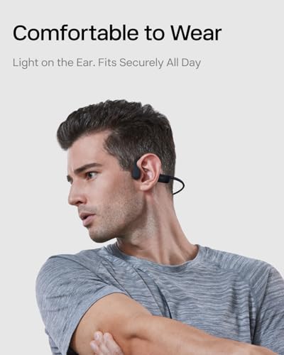 SHOKZ OpenRun Open-Ear Bone Conduction Sport Headphones, Sweat Resistant, Black B872