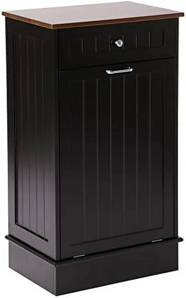 TJUNBOLIFE Cabinet  Tilt Out Free-Standing Trash Bin with Drawer and Countertop  Pet-Proof Recycling Laundry Hamper for Home Kitchen Bathroom  Grey