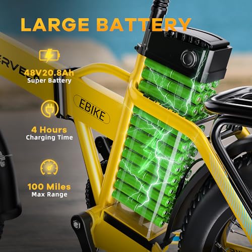 1000W Folding Electric Bike 48V 20.8AH Removable Battery 20" Fat Tire for Adults A175