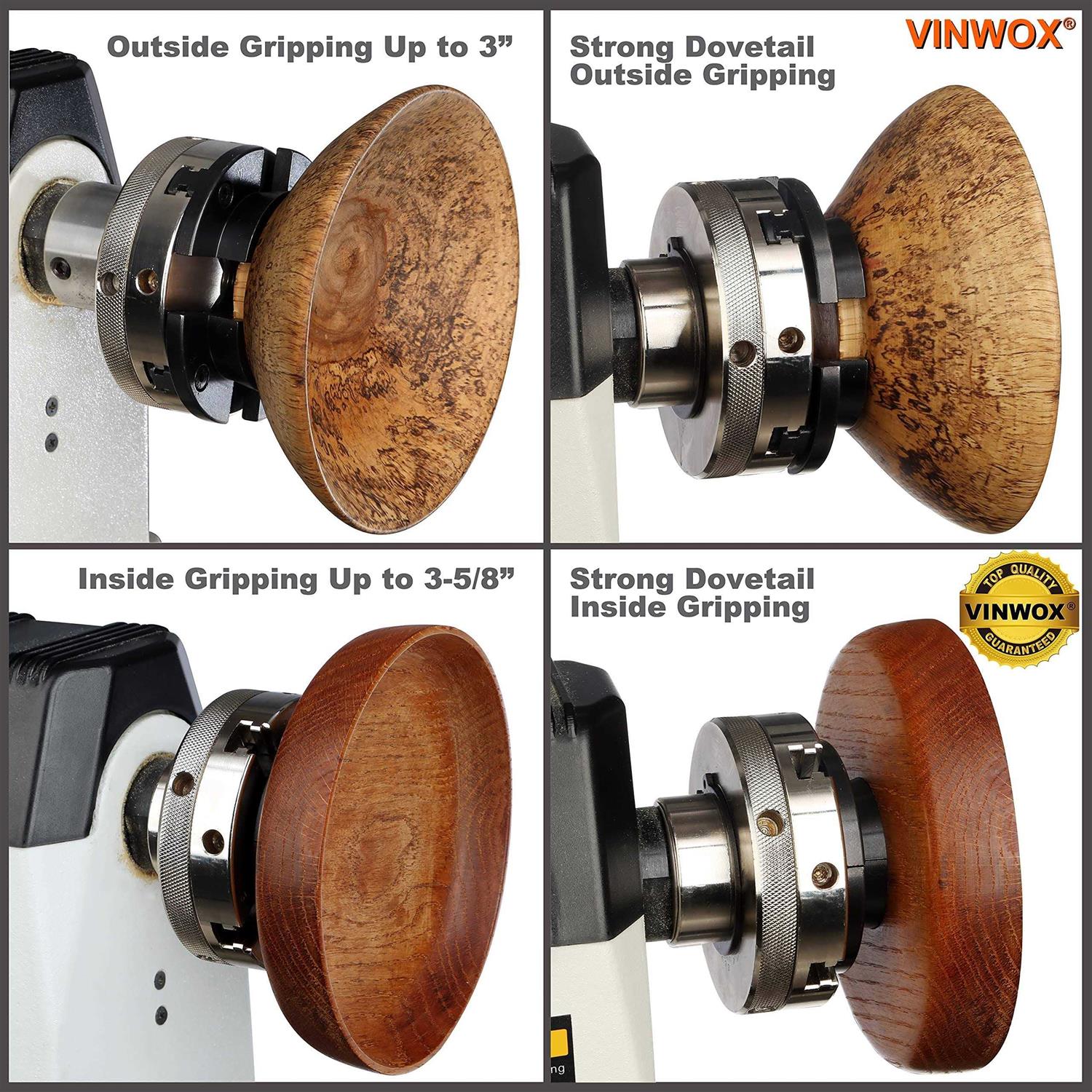 VINWOX SCR4-4 Wood Lathe Chuck 4-Jaw Self-Centering G246598