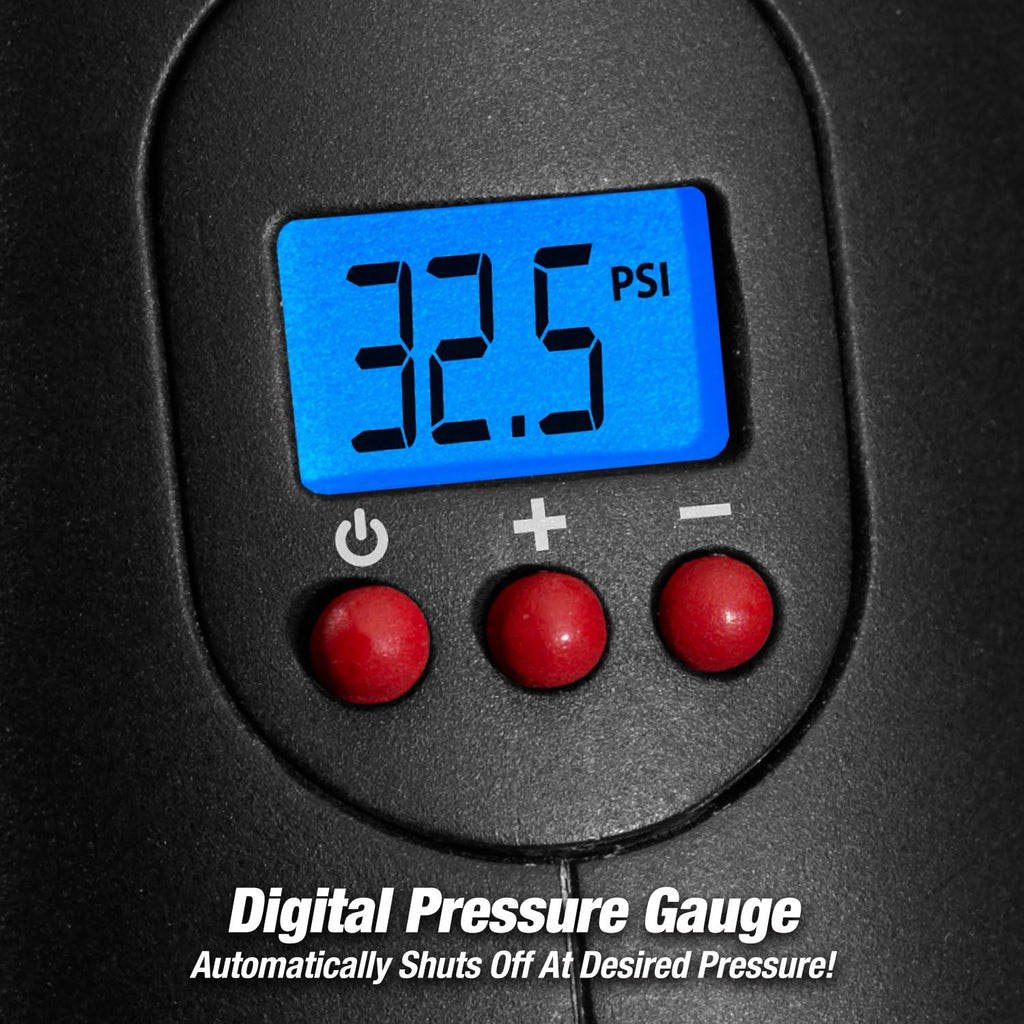 Ontel Air Hawk Pro Cordless Tire Inflator Portable Air Compressor with Digital Gauge, Black L3066