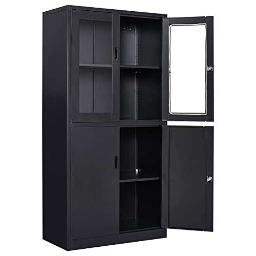 SISESOL Metal Storage Cabinet with 2 Adjustable Shelves, 36" H E162