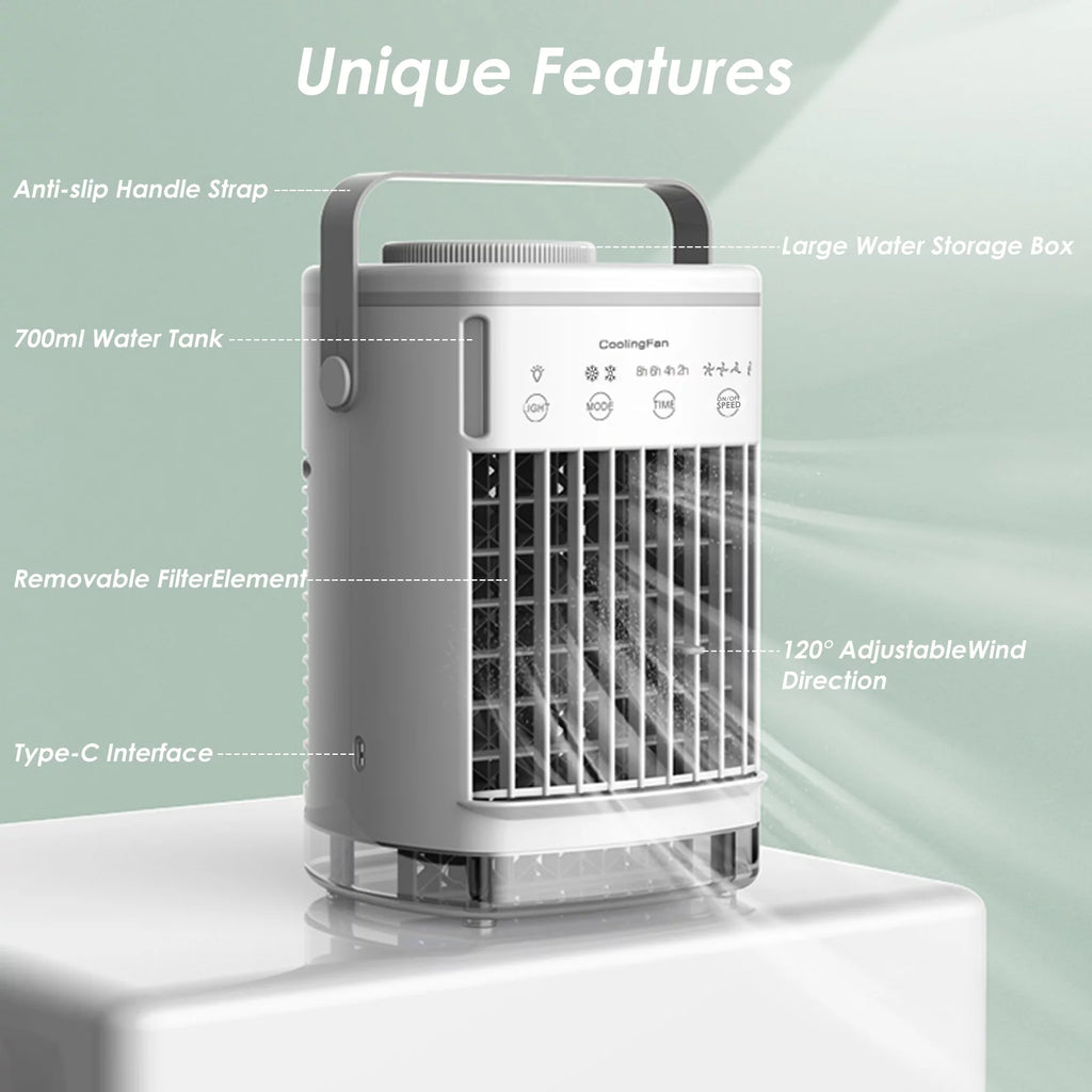 Paddsun Portable Air Conditioner Cooling Fan, Evaporative Air Cooler with Timer J7435