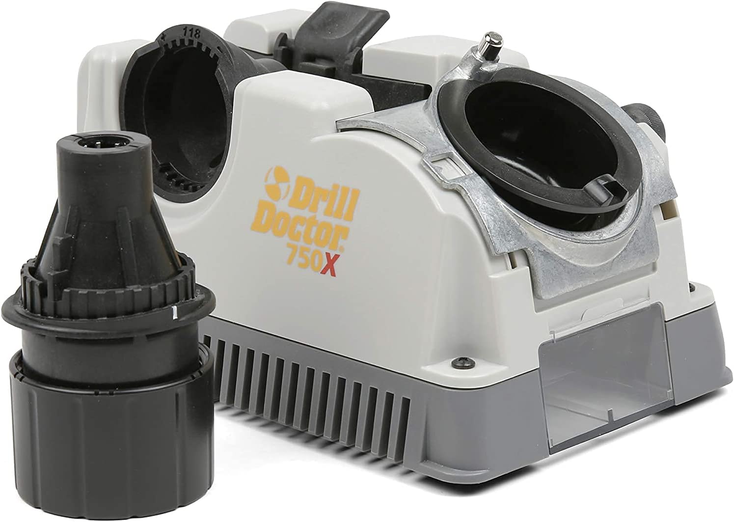 Drill Doctor - DD750X 750X Drill Bit Sharpener for High-Speed Steel, Masonry, Carbide, Cobalt, & TiN-coated Drill Bits, with Adjustable Angles from 115° to 140°, Sharpens 3/32in �?3/4in Drill Bits gray/black