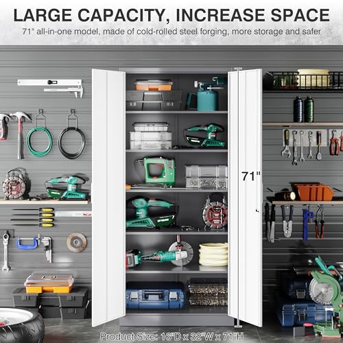 SISESOL Metal Storage Cabinet with 2 Adjustable Shelves, 36" H E162