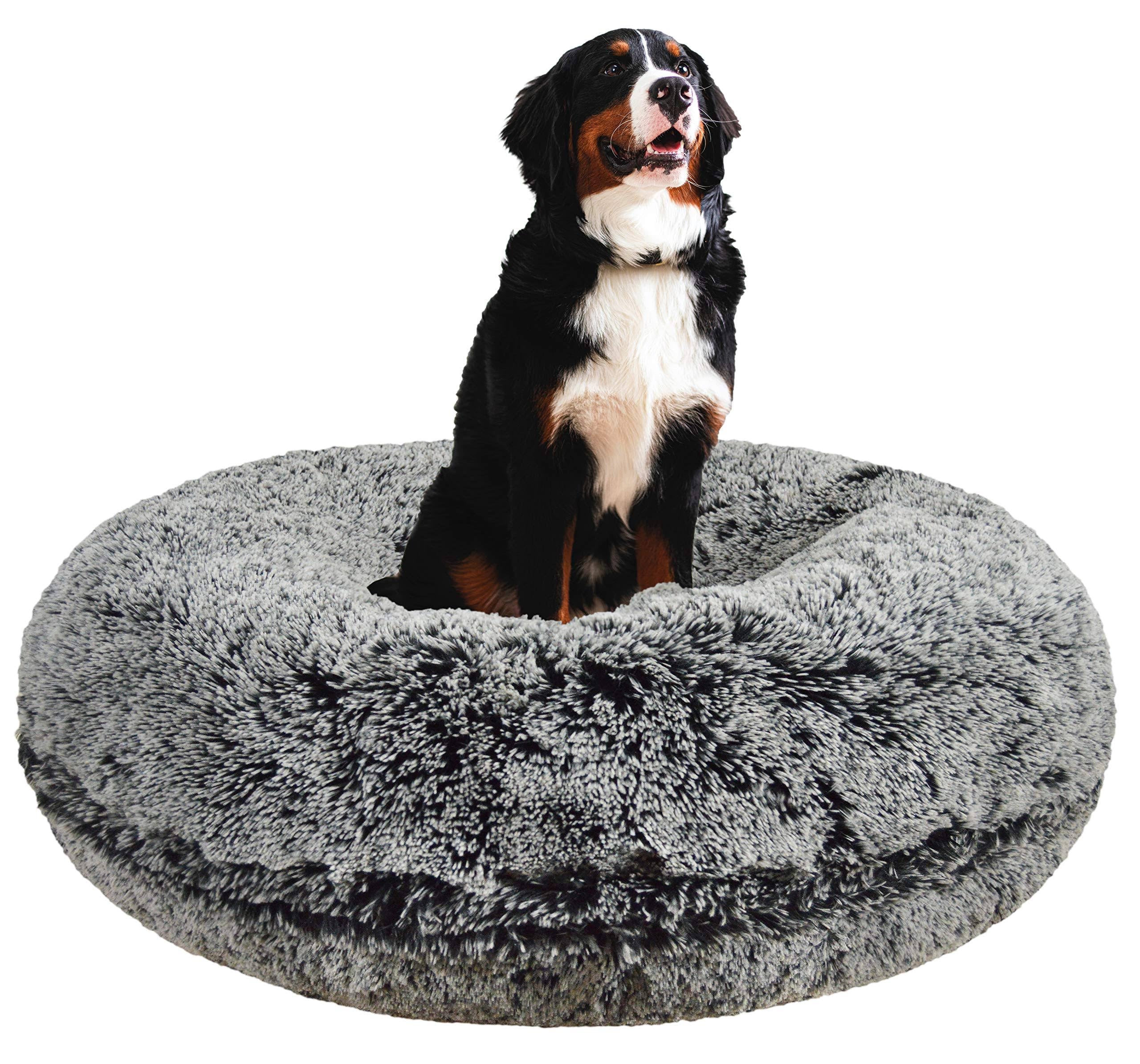 Bessie and Barnie Signature Midnight Frost Faux Fur Dog Bed, XL 50 inch S2208
