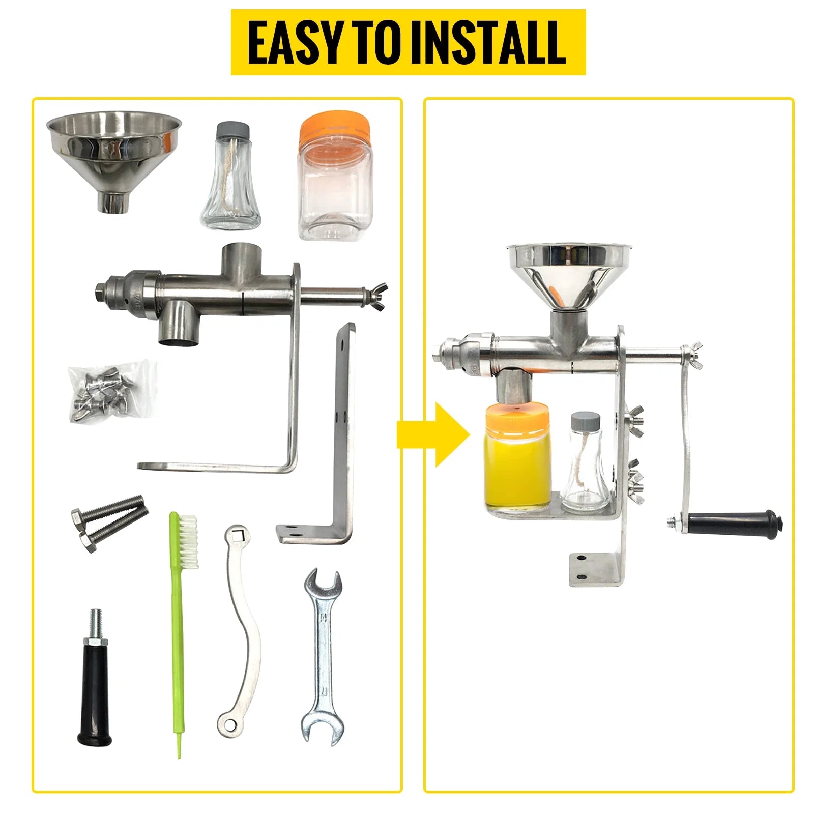 BENTISM HD Manual Oil Press Machine Stainless Steel M665935