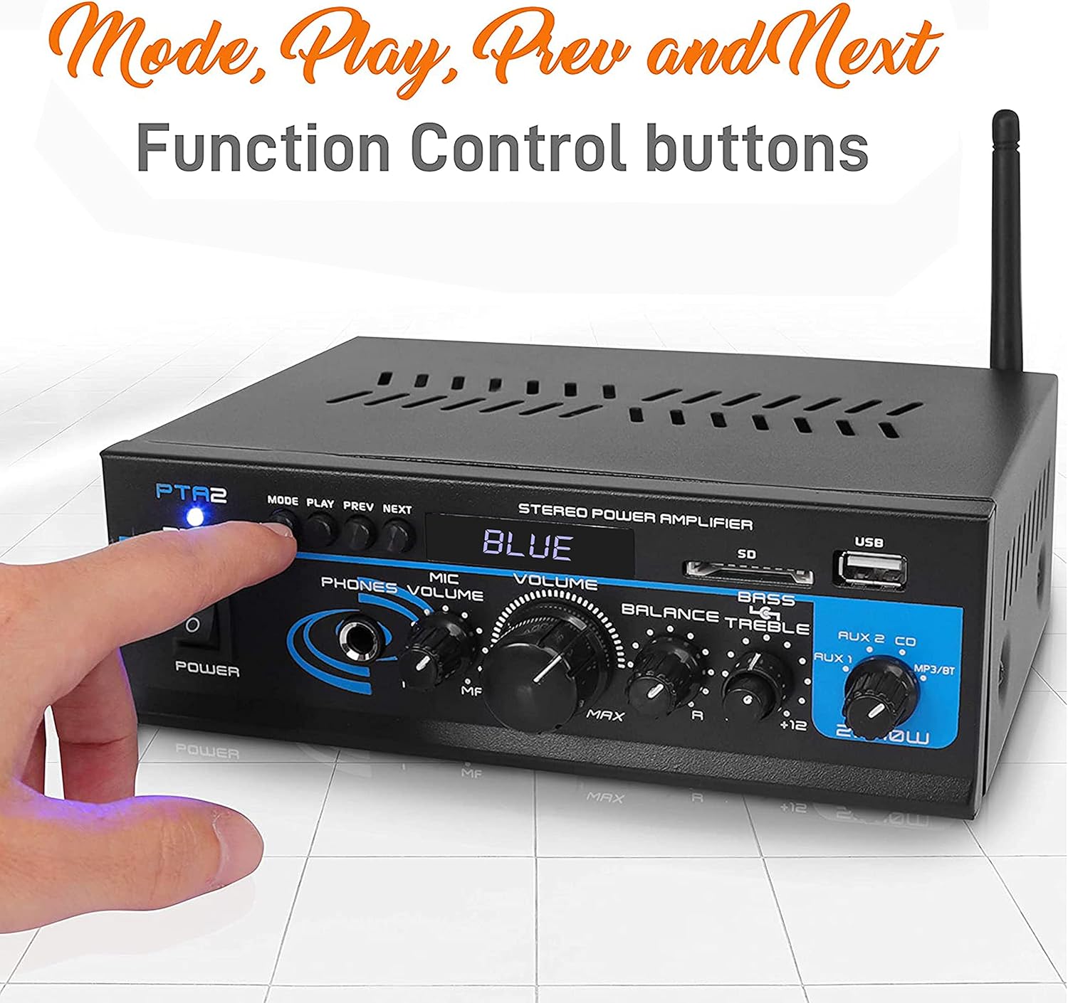 Pyle 2x40W Bluetooth Mini Stereo Amplifier Receiver with AUX and Mic Input, Pack of 2 R25324