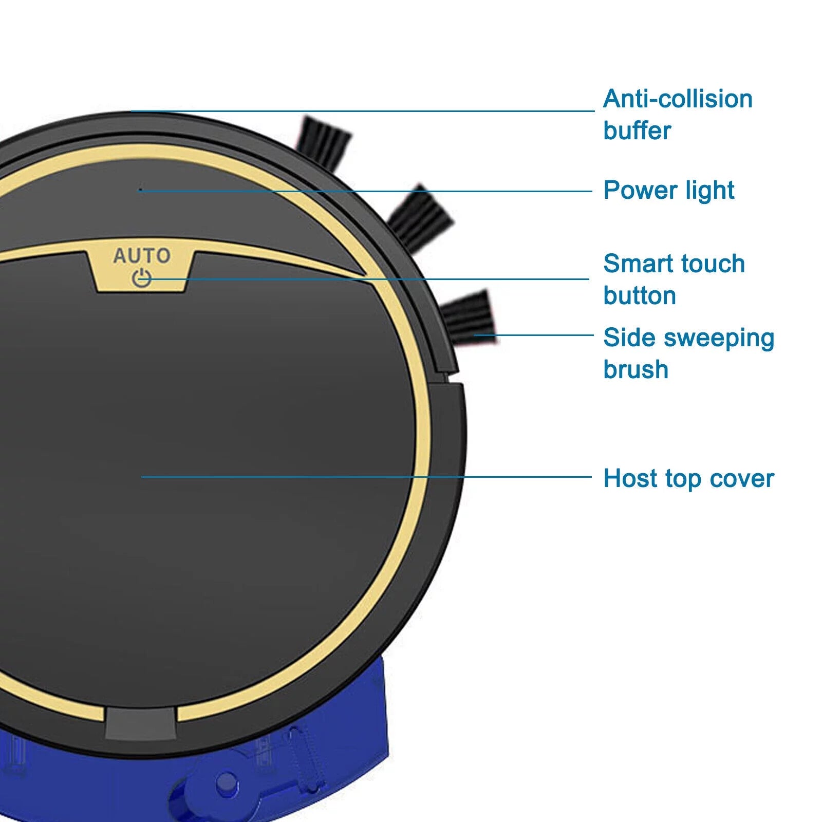 15W Rechargeable Robot Vacuum Cleaner with Mop, Black D500
