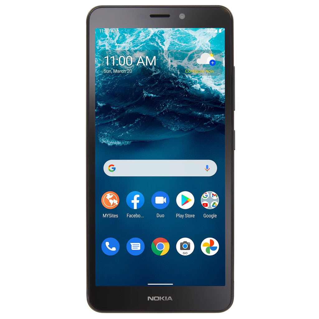 Simple Mobile Nokia C100, 32GB, Blue- Prepaid Smartphone