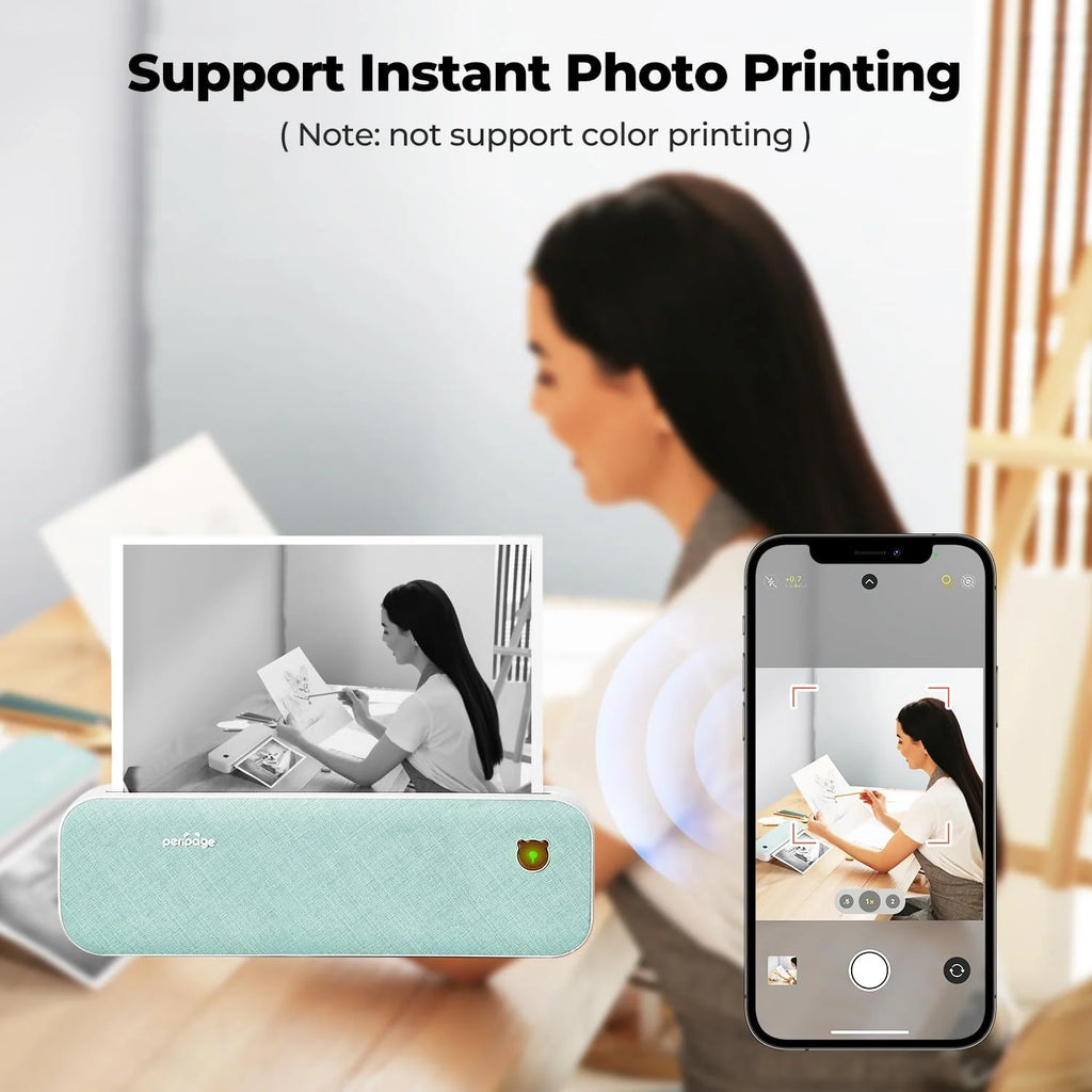 Mixfeer Wireless Portable Bluetooth Thermal Printer for Android iOS Phone & Laptop, Green V204173
