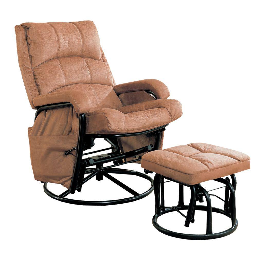 Benzara Relaxing Glider Chair with Ottoman, Brown X2703