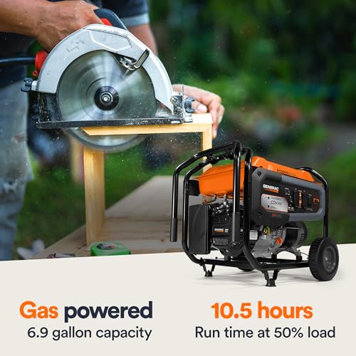 Generac 8000-Watt Gas-Powered Portable Generator with Electric Start, Orange/Black H399