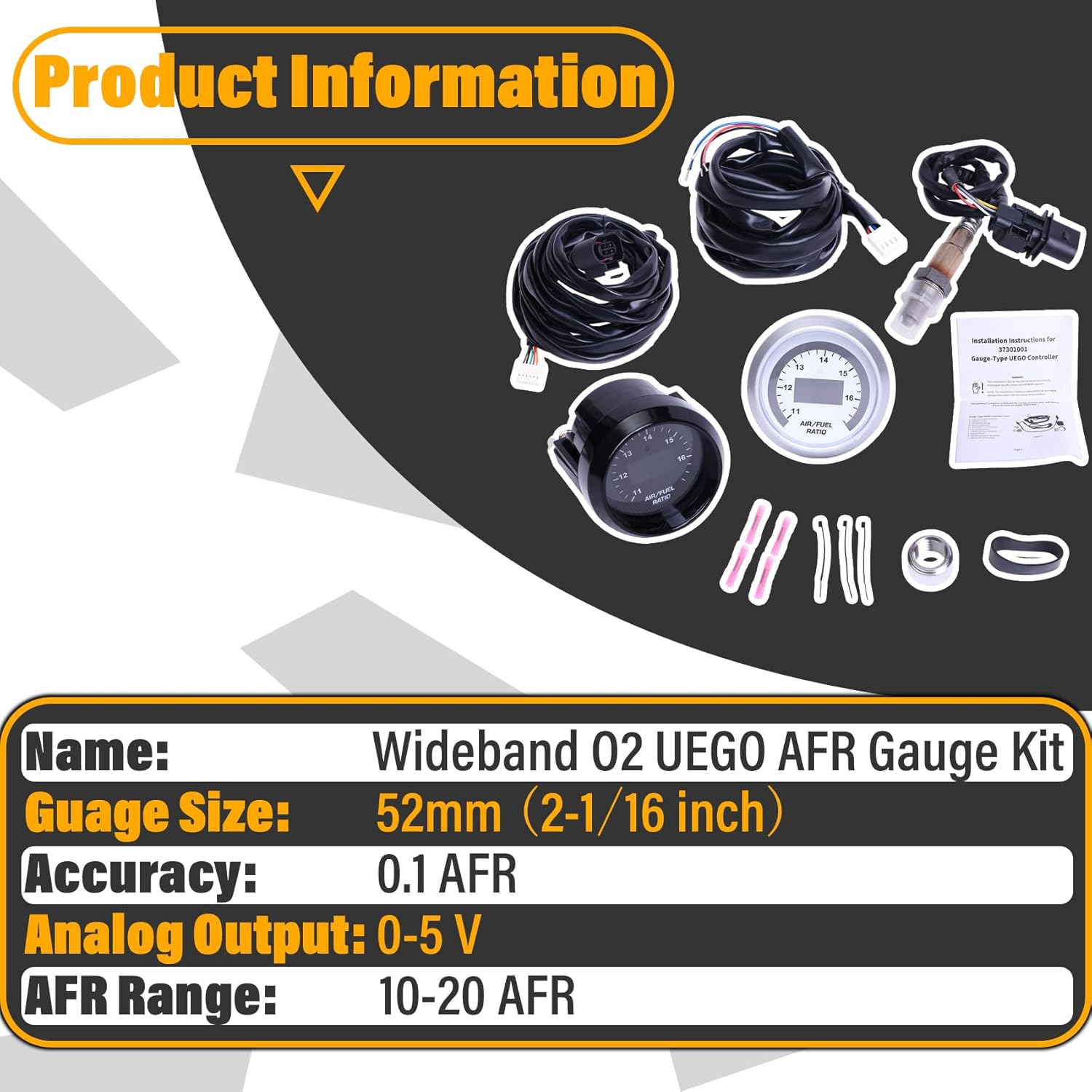 Wideband UEGO Air/Fuel Ratio Gauge 52mm with 4.9 LSU Sensor T943
