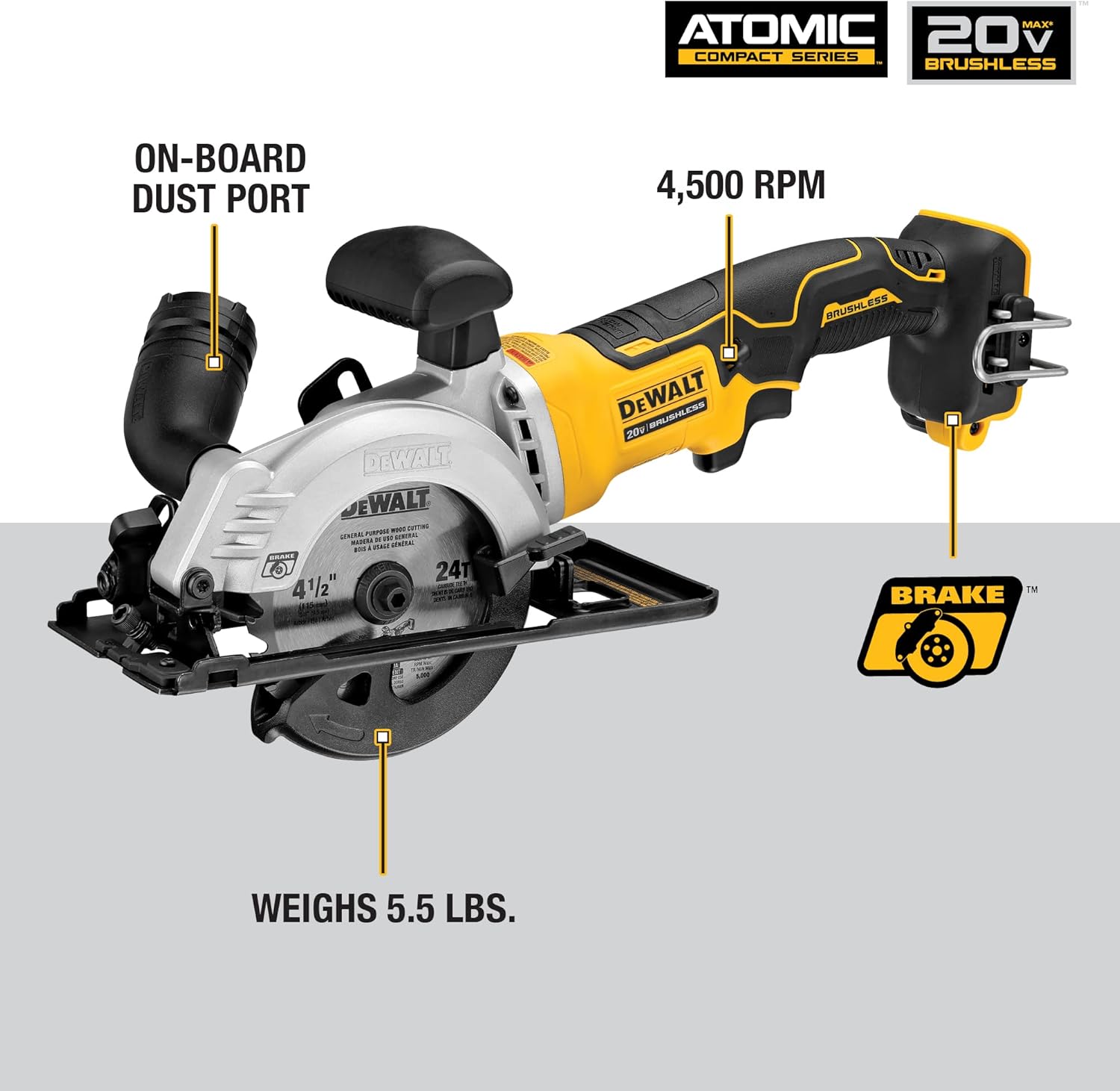 DEWALT ATOMIC 20V MAX Circular Saw, 4-1/2-Inch, Tool Only U25744
