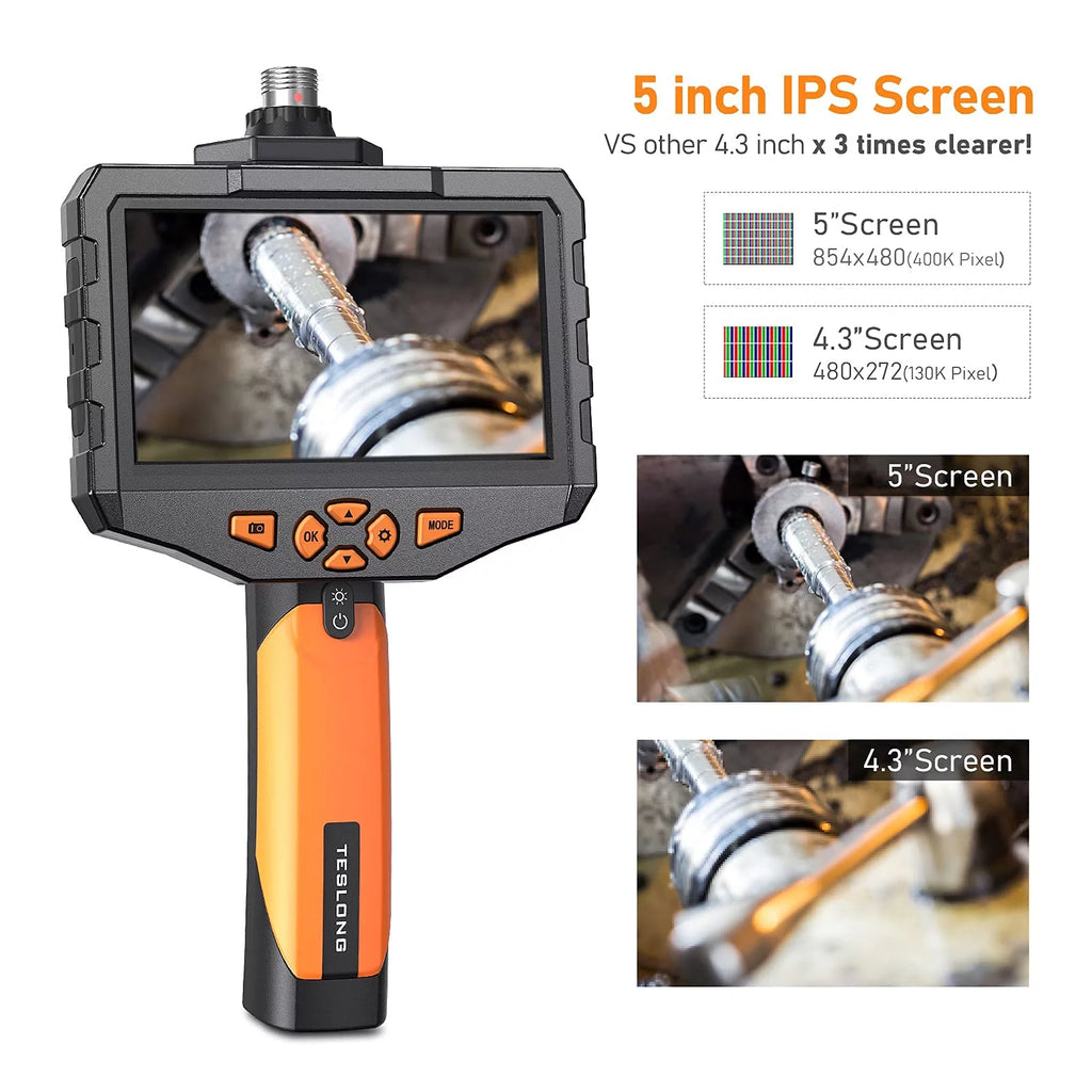 Teslong Industrial Endoscope 8mm 1080P HD Inspection Camera with 5 Inch LCD Screen M5311