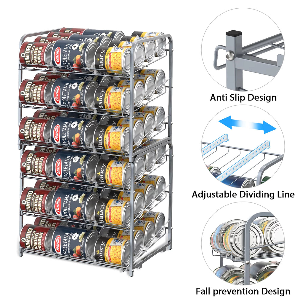 2 Pack 3-Tier Stackable Can Rack Organizer, Silver D24243