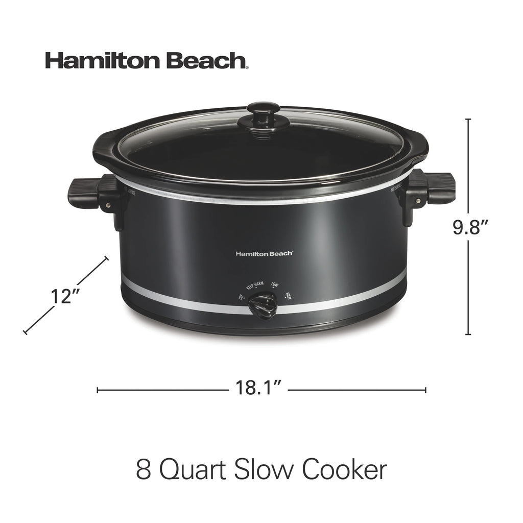 Hamilton Beach Slow Cooker 8 Quart, Removable Crock, Black M498162