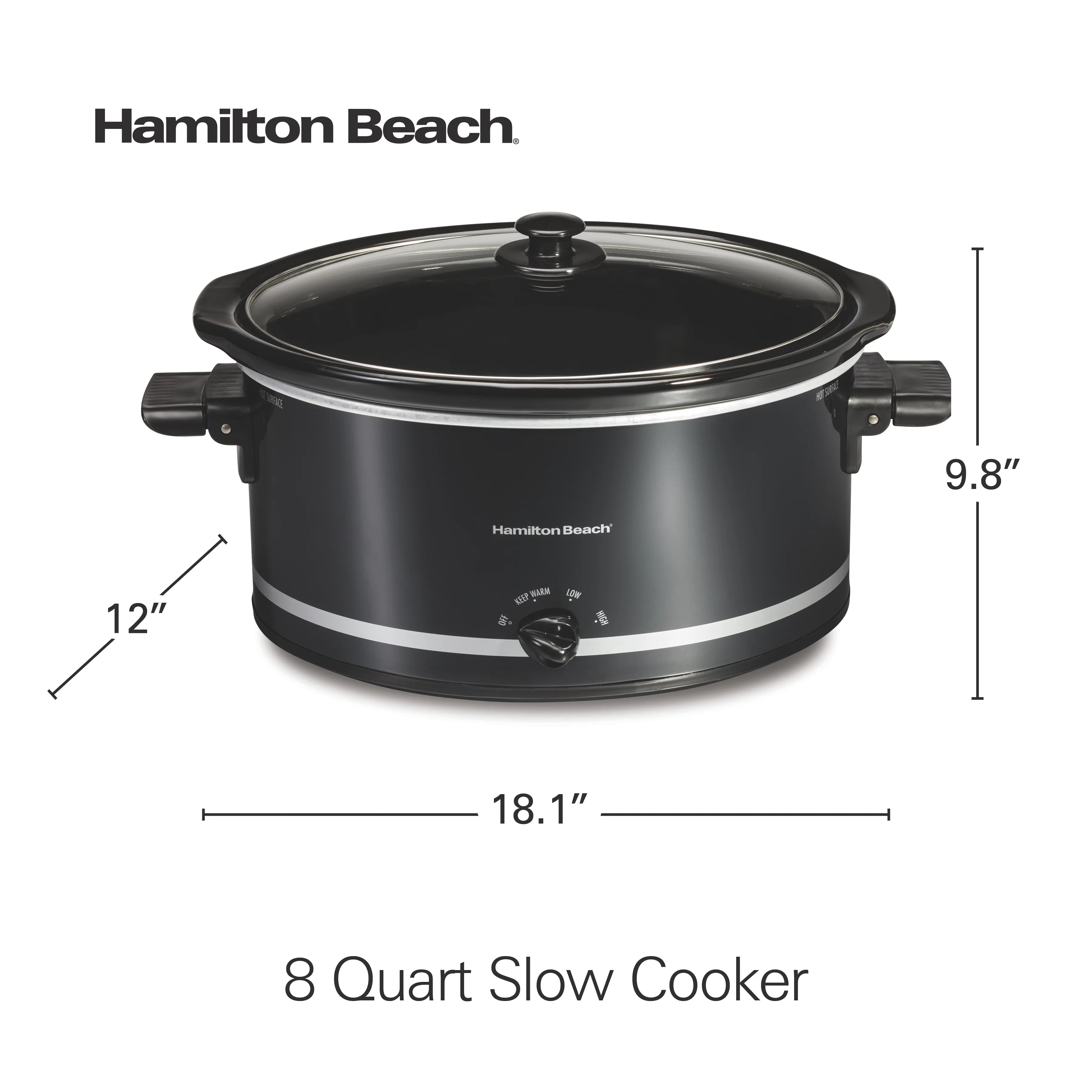 Hamilton Beach Slow Cooker 8 Quart, Removable Crock, Black M498162