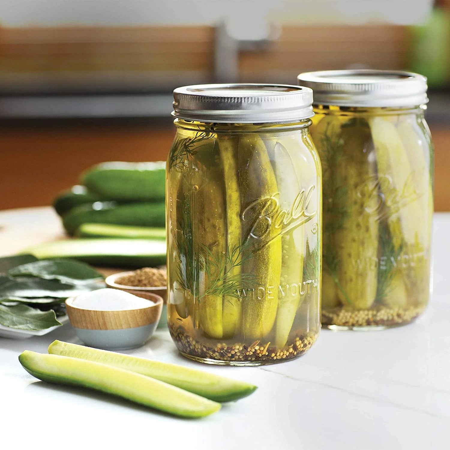 Ball Wide Mouth Quart 32 oz Jars with Lids and Bands, 3 Pack of 12 S545809
