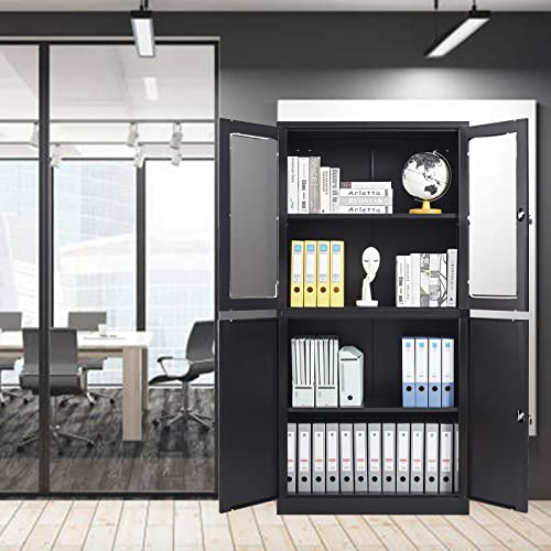 SISESOL Metal Storage Cabinet with 2 Adjustable Shelves, 36" H E162