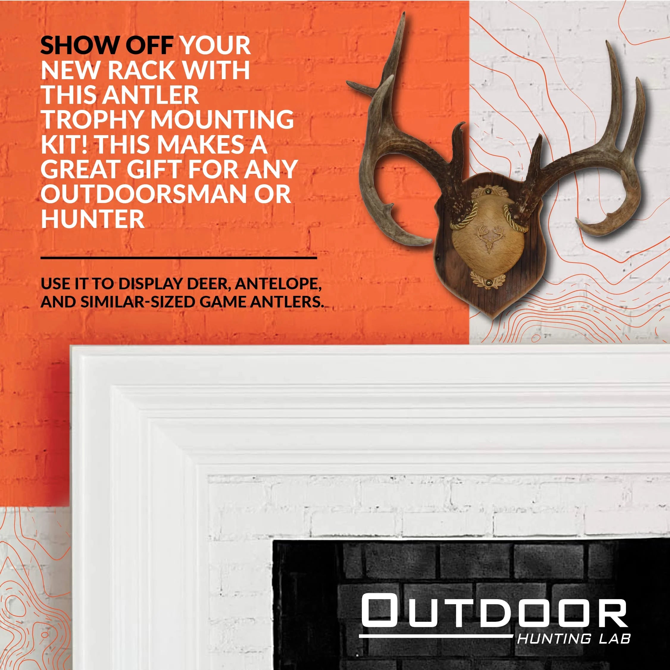 Deer Antler Mounting Plaque Solid Barnwood 10" x 7.5" E781