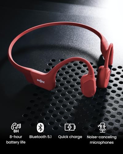 SHOKZ OpenRun Open-Ear Bone Conduction Sport Headphones, Sweat Resistant, Black B872
