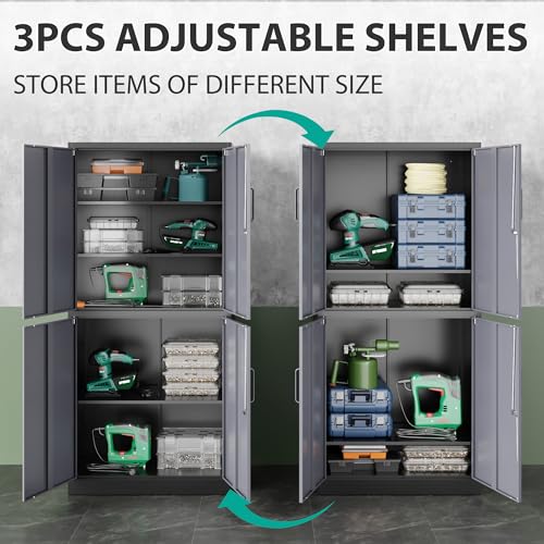 SISESOL Metal Storage Cabinet with 2 Adjustable Shelves, 36" H E162