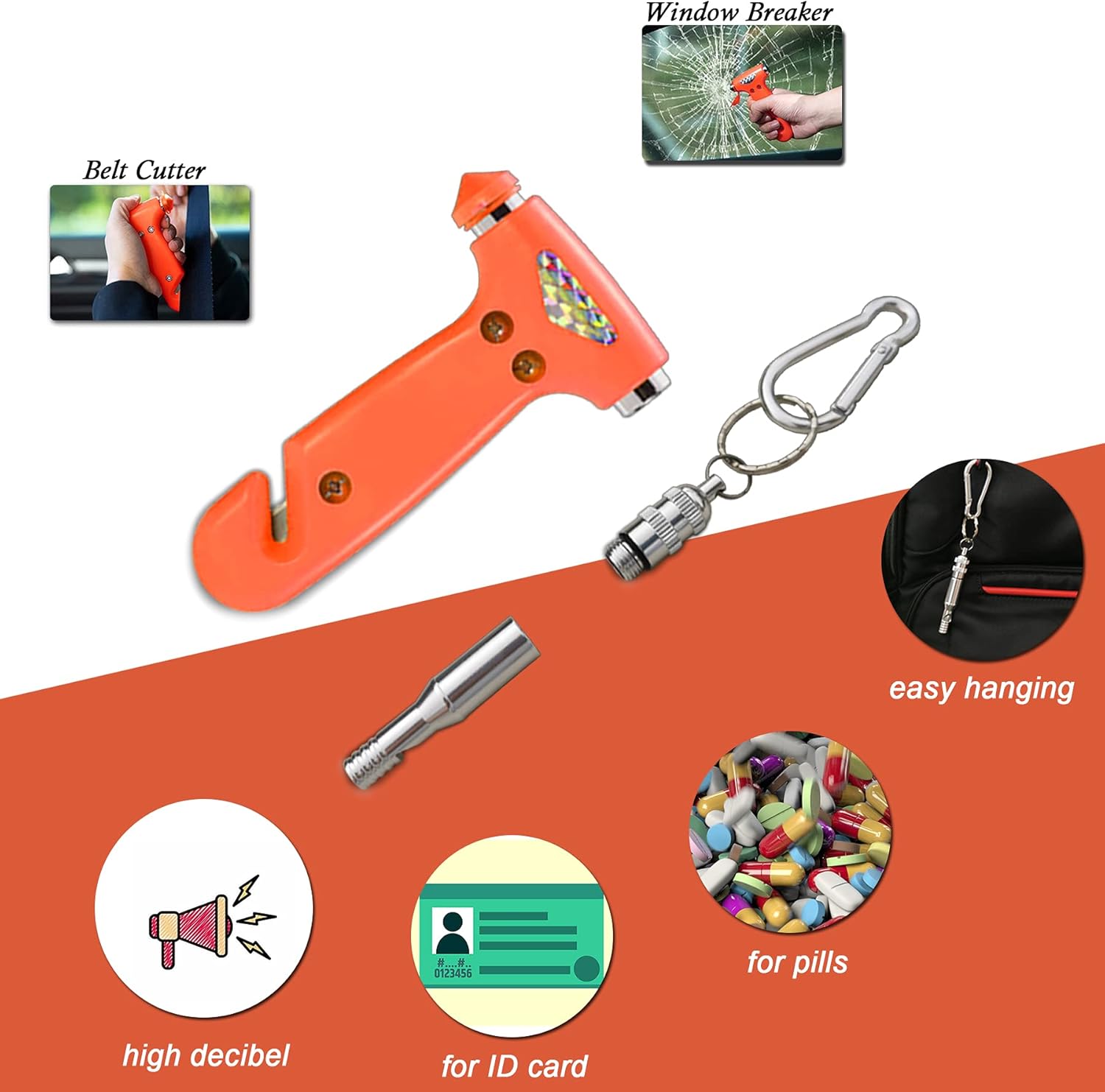USB Rechargeable LED Road Flares Emergency Kit with Magnetic Hazard Lights and Window Breaker Z436157