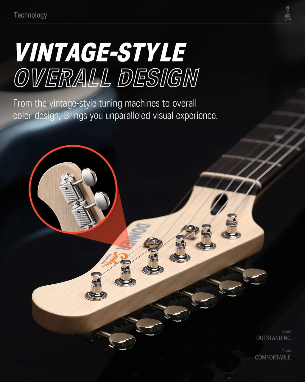 Donner DST-152 Electric Guitar HSS Pickup Coil Split, White Z193676
