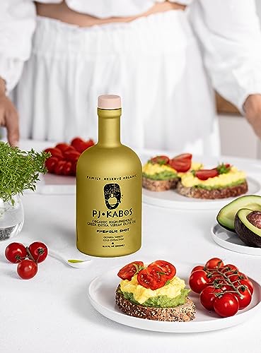 P.J. KABOS USDA Organic Greek Extra Virgin Olive Oil, High Phenolic, 16.9oz P655