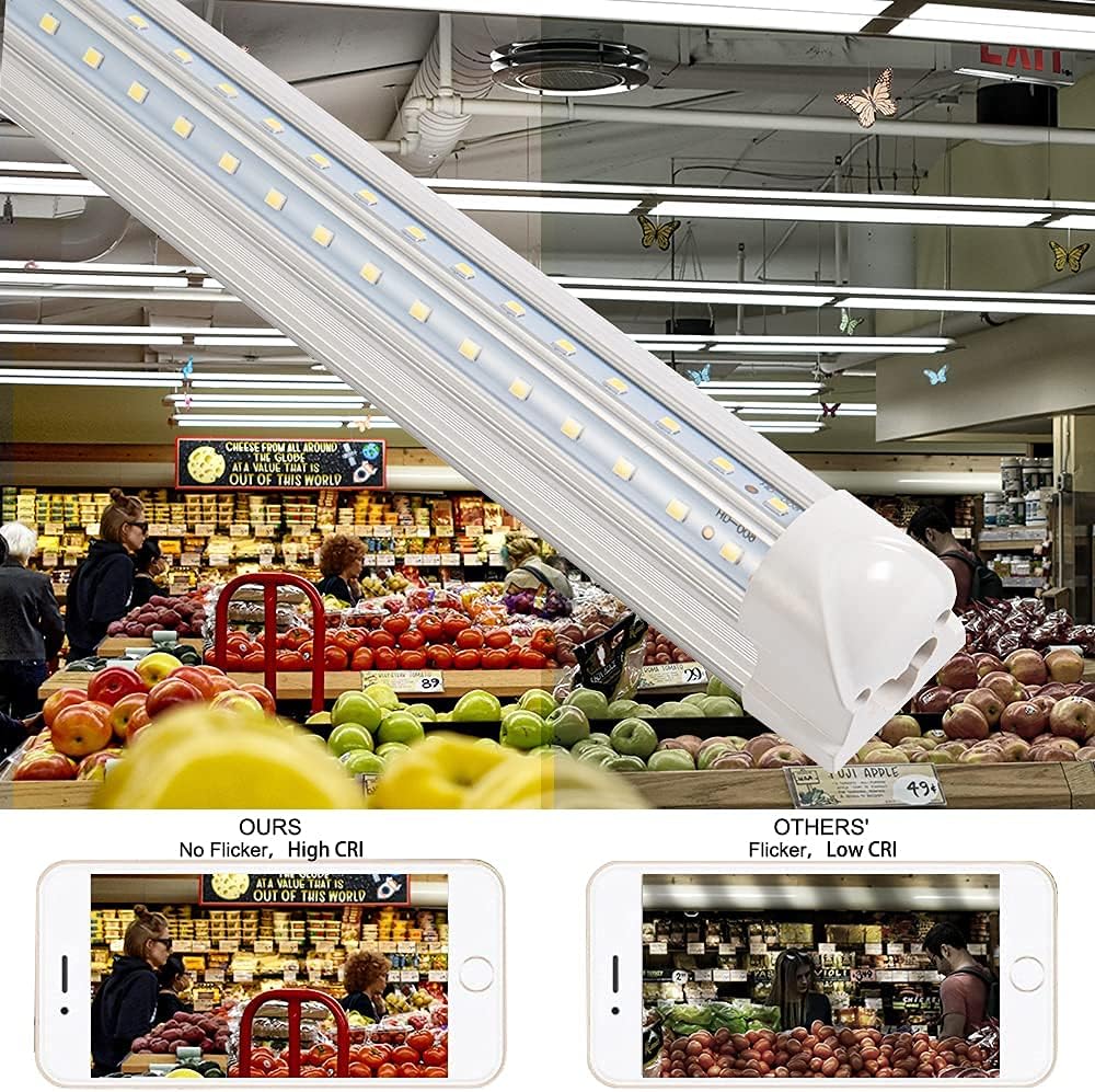 8FT LED Shop Light 72W 8500LM 5000K Linkable T8 Integrated Tube, 10-Pack I42662