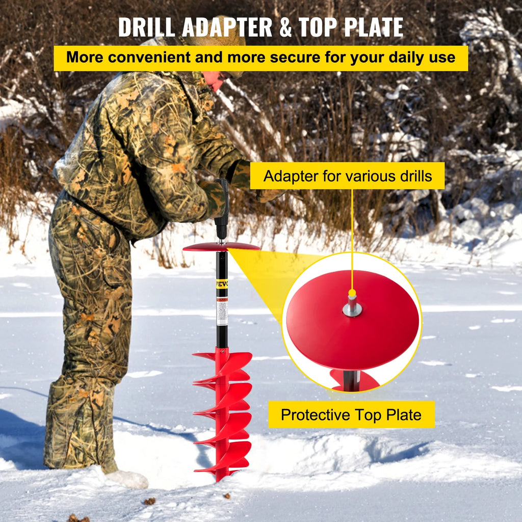 VEVOR Ice Drill Auger 6" Nylon Bit with Extension Rod for Ice Fishing T76662