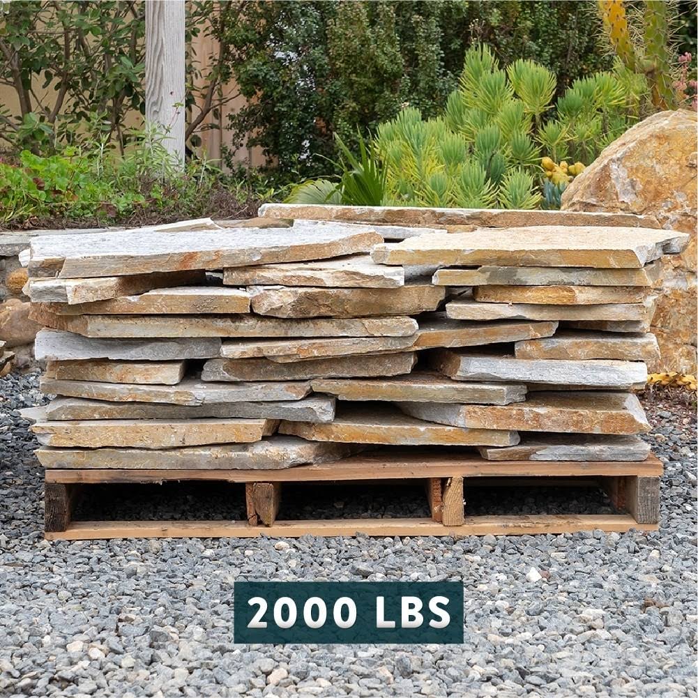 Natural Flagstone Stepping Stone Slabs - Salmon Red - 1000 lbs Q72473