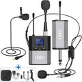 Wireless Lavalier Microphone, UHURU 3 in 1 Wireless Microphone, Bodypack Transmitter & Receiver Powered 2 x AAA Batteries for Preaching, Teaching, Video Recording, etc. Pack of 2