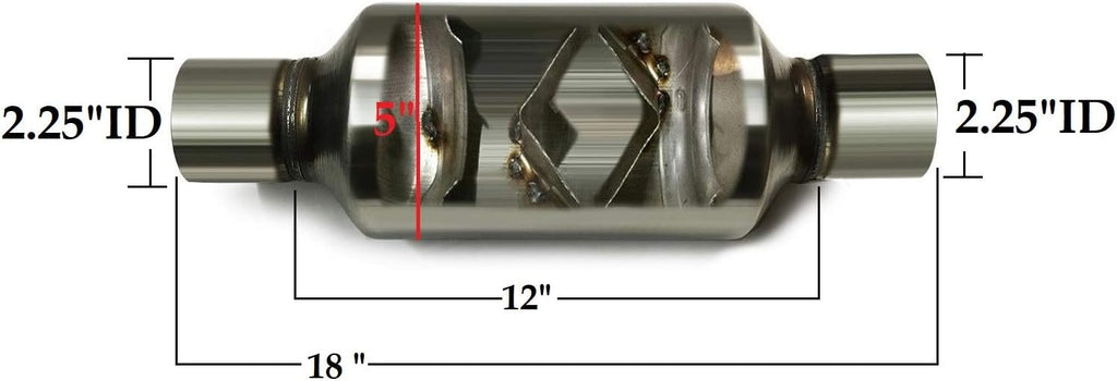 Pair of single chamber universal performance race round mufflers 2.25" Pack of 2